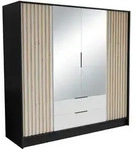 Masseno Dreht&uuml;renschrank, Schwarz, Holzwerkstoff, 8 F&auml;cher, 2 Schubladen,