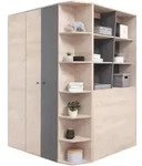 Masseno Dreht&uuml;renschrank, Eiche, Holzwerkstoff, 7 F&auml;cher, 3 Schubladen,...