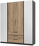 Masseno Dreht&uuml;renschrank, Schwarz, Holzwerkstoff, 12 F&auml;cher, 3 Schubladen,