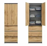 Home Collective Mehrzweckschrank, Anthrazit, Eiche, Holzwerkstoff, 3 F&auml;cher, 3