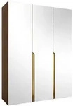 Mirjan24 Dreht&uuml;renschrank, Nussbaum, Gold, Kunststoff, Rechteckig, 150x202x52...