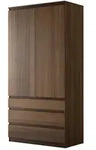 Mirjan24 Dreht&uuml;renschrank, Nussbaum, Holzwerkstoff, 3 Schubladen,