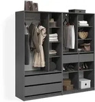 Livinity&reg; Kleiderschrank, Anthrazit, Holzwerkstoff, 15 F&auml;cher, 4 Schubladen,