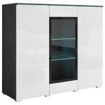 P & B Highboard Vera, Anthrazit, Wei&szlig; Hochglanz, Holzwerkstoff, 9 F&auml;cher,