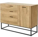 [en.casa] Sideboard, Eiche, Metall, Holz Optik, 3 Schubladen, Rechteckig, 100x75x35