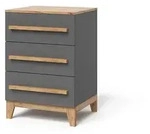 VitaliSpa Kommode, Grau, Eiche Artisan, Holzwerkstoff, 3 Schubladen, Rechteckig,