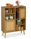 Relaxdays Sideboard, Hellbraun, Holzwerkstoff, Kunststoff, Holz, 80x97x29 cm,