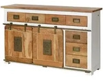 Massivmoebel24 Sideboard, Wei&szlig;, Holz, Echtholz,Mangoholz, 1 F&auml;cher, 7 Schubladen,
