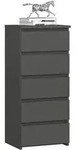 Akord Kommode, Grau, Holzwerkstoff, Nachbildung, Holz Optik, 5 Schubladen,
