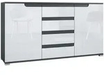 Vladon Sideboard, Wei&szlig; Hochglanz, Anthrazit, Holzwerkstoff, 138.5x75.5x35 cm,