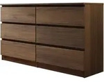 Mirjan24 Kommode, Nussbaum, Holzwerkstoff, 6 Schubladen, Rechteckig,Rechteckig,