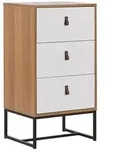 Beliani Kommode, Hellbraun, Wei&szlig;, Schwarz, Holzwerkstoff, 49x91x38 cm,...
