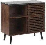 Beliani Sideboard, Dunkelbraun, Schwarz, Holzwerkstoff, 80x80x40 cm, Wohnzimmer,