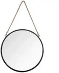 Boxxx Dekospiegel, Schwarz, Glas, Textil, rund, 40x40x3.5 cm, waagrecht montierbar,