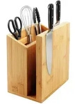 Relaxdays Messerblock, Hellbraun, Holz, 19x21.5x13 cm, Kochen, K&uuml;chenmesser,