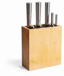 Relaxdays Messerblock, Hellbraun, Holz, Kunststoff, Bambus, Rechteckig, 23x26x11.5