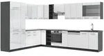 Vicco Eckk&uuml;che, Wei&szlig; Hochglanz, Anthrazit, Holzwerkstoff, L-Form,Formgebogen,