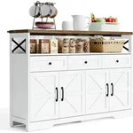 Stilvora Sideboard, Wei&szlig;, Holzwerkstoff, 2 F&auml;cher, 3 Schubladen, Rechteckig,