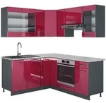 Vicco Eckk&uuml;che, Bordeaux, Anthrazit, Holzwerkstoff, L-Form,Formgebogen,...