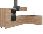 Vicco Eckk&uuml;che, Eiche, Eiche, Holzwerkstoff, Formgebogen, 347x153.6x51.6 cm,