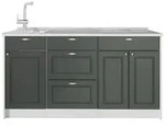 Vicco K&uuml;chenblock, Gr&uuml;n, Wei&szlig;, Holzwerkstoff, Rechteckig, 150x81.2x60 cm,...