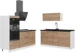 Vicco K&uuml;chenzeile, Eiche, Wei&szlig;, Holzwerkstoff, Rechteckig, 340x153.6x60 cm,