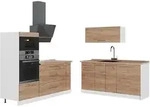 Vicco K&uuml;chenzeile, Eiche, Wei&szlig;, Holzwerkstoff, Rechteckig, 340x153.6x60 cm,
