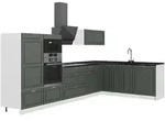 Vicco Eckk&uuml;che, Gr&uuml;n, Wei&szlig;, Holzwerkstoff, Formgebogen, 347x153.6x51.6 cm,