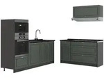Vicco K&uuml;chenzeile, Gr&uuml;n, Anthrazit, Holzwerkstoff, Rechteckig, 340x153.6x60...