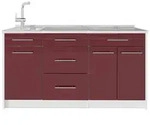 Vicco K&uuml;chenblock, Bordeaux, Wei&szlig;, Holzwerkstoff, Rechteckig, 150x81.2x51.6...