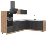 Vicco Eckk&uuml;che, Anthrazit, Eiche, Holzwerkstoff, Formgebogen, 287x153.6x60 cm,