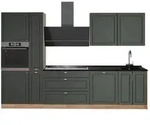 Vicco K&uuml;chenzeile, Gr&uuml;n, Eiche, Holzwerkstoff, Rechteckig, 310x206.8x60 cm,