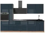 Vicco K&uuml;chenzeile, Dunkelblau, Eiche, Holzwerkstoff, Rechteckig, 310x206.8x60...