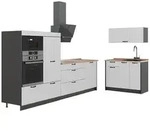 Vicco K&uuml;chenzeile, Wei&szlig;, Anthrazit, Holzwerkstoff, Rechteckig, 380x153.6x60...