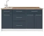 Vicco K&uuml;chenblock, Dunkelblau, Wei&szlig;, Holzwerkstoff, Rechteckig, 150x81.2x60...