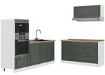 Vicco K&uuml;chenzeile, Gr&uuml;n, Wei&szlig;, Holzwerkstoff, Rechteckig, 340x153.6x60 cm,