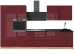 Vicco K&uuml;chenzeile, Bordeaux, Eiche, Holzwerkstoff, Rechteckig, 340x206.8x60 cm,
