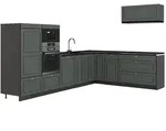 Vicco Eckk&uuml;che, Gr&uuml;n, Anthrazit, Holzwerkstoff, Formgebogen, 327x153.6x51.6...