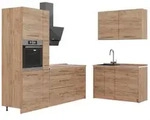 Vicco K&uuml;chenzeile, Eiche, Eiche, Holzwerkstoff, Formgebogen, 220x206.8x51.6 cm,