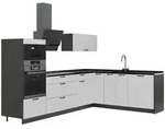 Vicco Eckk&uuml;che, Wei&szlig;, Anthrazit, Holzwerkstoff, Formgebogen, 287x153.6x60 cm,