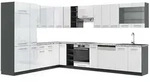 Vicco Eckk&uuml;che, Wei&szlig; Hochglanz, Anthrazit, Holzwerkstoff, L-Form,Formgebogen,