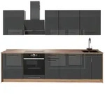 Vicco K&uuml;chenzeile, Anthrazit, Eiche, Holzwerkstoff, Rechteckig, 280x206.8x51.6...