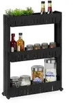Relaxdays Nischenwagen, Schwarz, Kunststoff, 12.5x71x54 cm, Esszimmer, Servierwagen