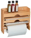 Relaxdays Wandrollenhalter, Hellbraun, Holz, Holzwerkstoff, Metall, 39.5x31x11 cm,
