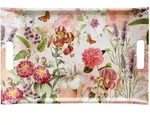 Lashuma Tablett, Dunkelrosa, Kunststoff, Floral, Rechteckig, 31x3x47 cm,