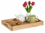 Relaxdays Serviertablett, Hellbraun, Holz, Holzwerkstoff, 55x5x35 cm, Tischkultur &
