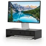 Relaxdays Monitorst&auml;nder, Schwarz, Holzwerkstoff, 51x12.5x24 cm, Arbeitszimmer,