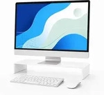 Relaxdays Monitorst&auml;nder, Wei&szlig;, Kunststoff, 50x10x20 cm, Arbeitszimmer,