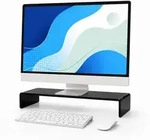 Relaxdays Monitorst&auml;nder, Schwarz, Kunststoff, 35x10x20 cm, Arbeitszimmer,