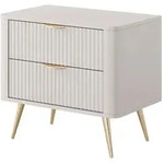 Bettso Nachttisch, Beige, Holzwerkstoff, 1 F&auml;cher, 2 Schubladen, 63x55x38 cm,